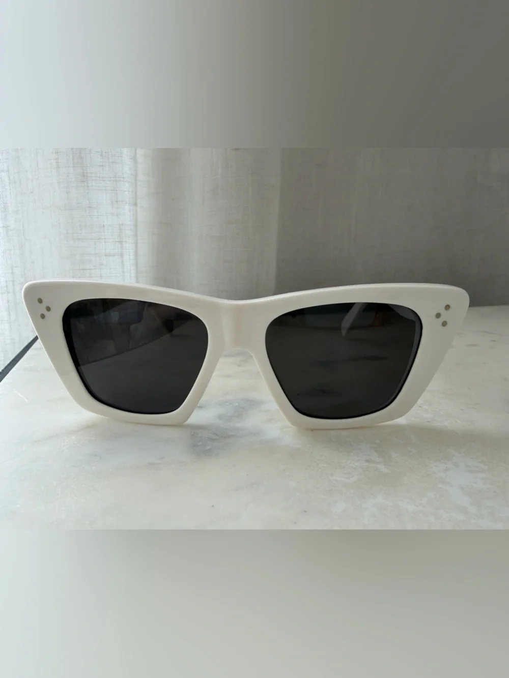 Celine White Frame Black Lens Cat-Eye Sunglasses